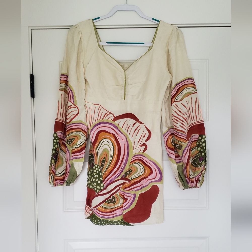 FARM Rio Cream Mini Dress with Pink, Red & Green Floral Print - Picture 5 of 6